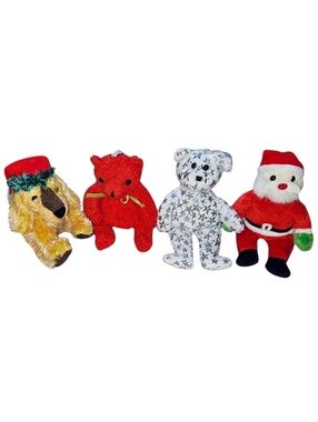 Vintage TY Jingle Beanie Babies Festive Holiday Christmas Bears Dog Santa Claus